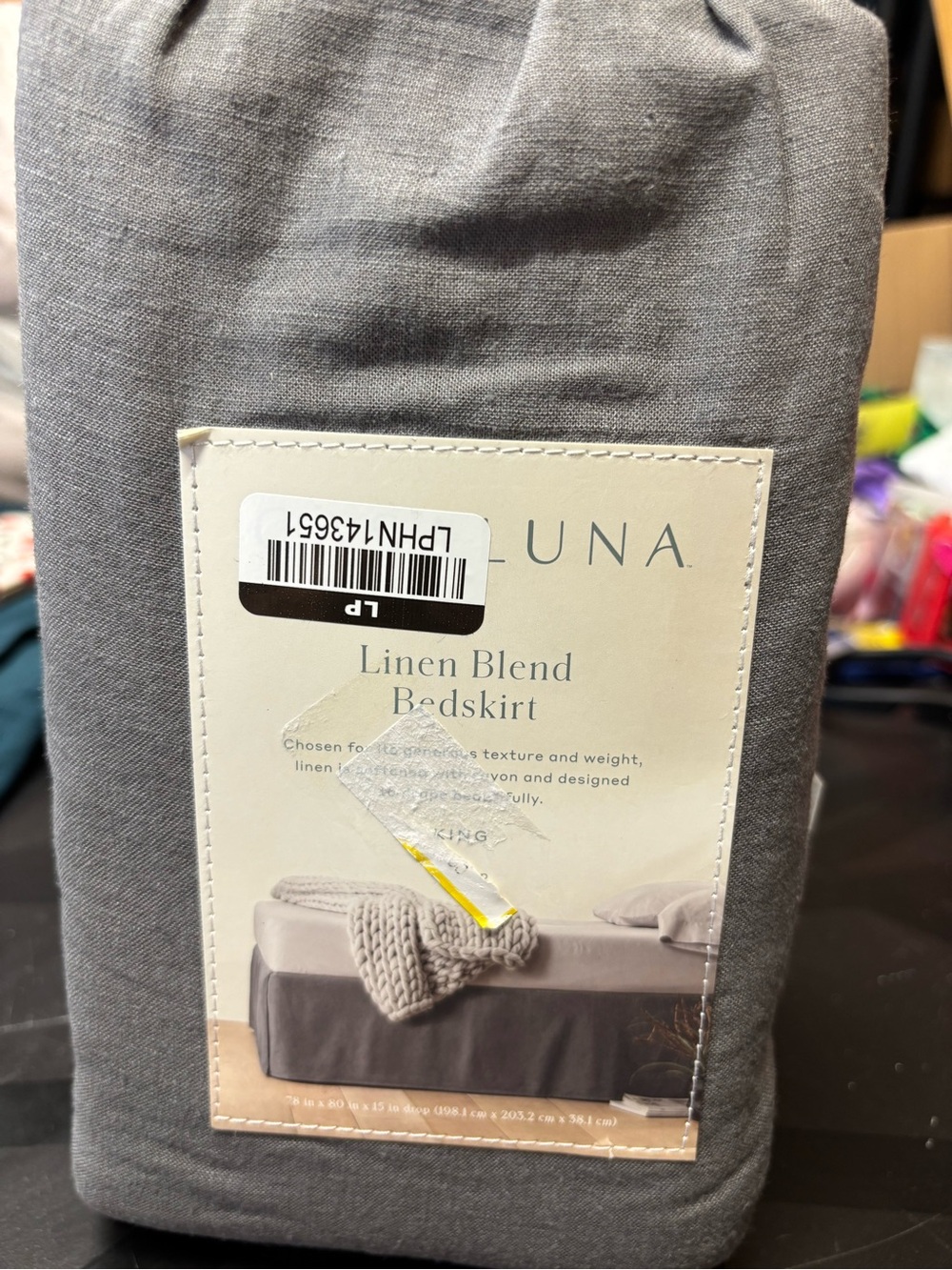 Casaluna Linen Blend Bedskirt in Gray